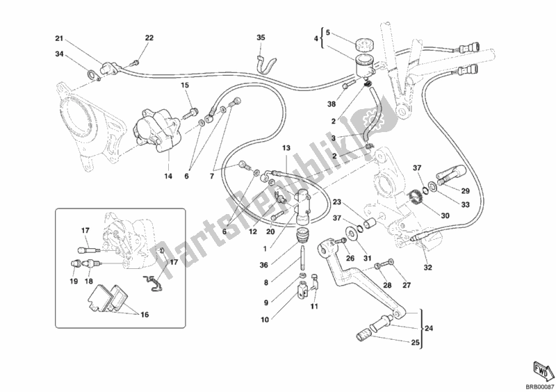 Todas as partes de Sistema De Freio Traseiro do Ducati Multistrada 1000 S USA 2006